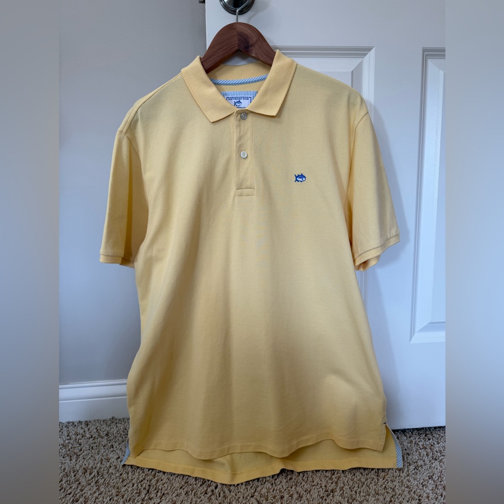 Southern Tide Light Yellow Polo Shirt Large